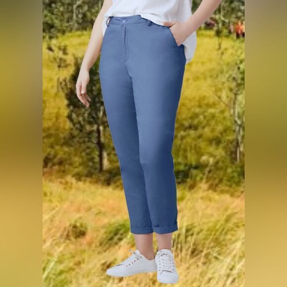 NWT Talbots‎ Petite 8 P Denim Blue Cotton Blend CURVY CropLeg Jeans - Picture 1 of 9